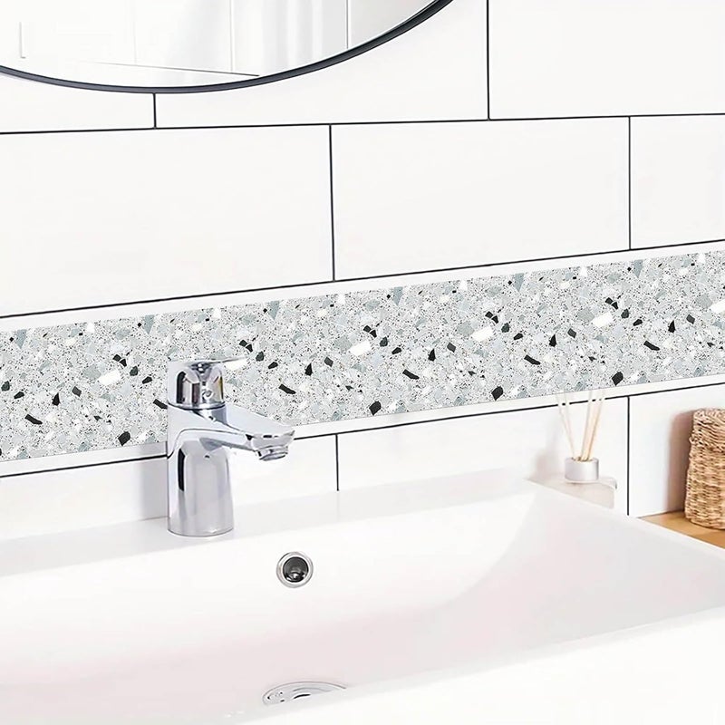 IVN Wallpaper Border Peel and Stick Wall Terrazzo Decorative Wall Trim Self Adhesive Border for Walls Mirror Frame Accent Strip for Bedroom Kitchen LivingRoom Modern Design 4x196 Inch - Image 5
